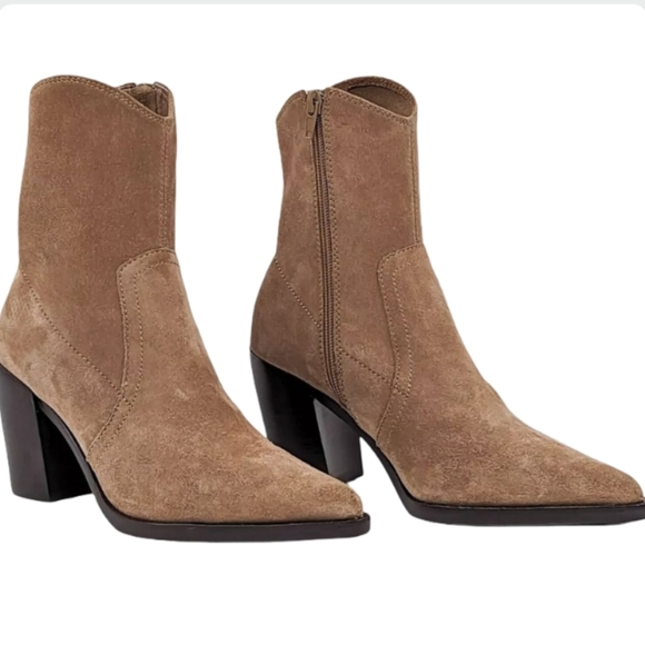 Jeffrey Campbell Jolena Natural Suede Western Pointed Toe Ankle Boots Size 9.5 - Picture 1 of 11